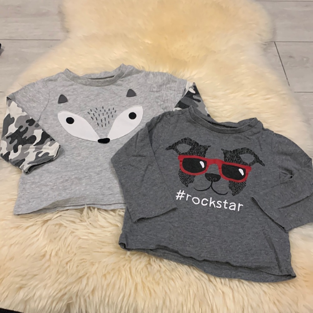First Impressions Long-Sleeve Shirts in Gray Army Animal Print in size 24M